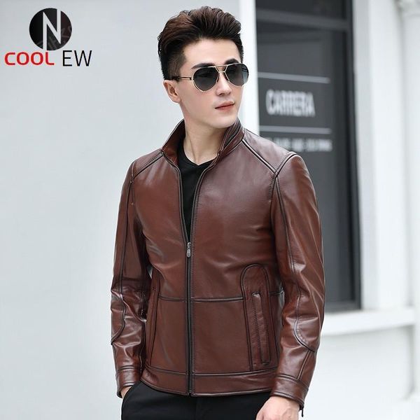 men's leather & faux men stand collar cowhide windbreaker biker coat business man luxury short slim fit genuine jacket autumn chaqueta, Black
men's leather & faux men stand collar cowhide windbreaker biker coat business man luxury short slim fit genuine jacket autumn chaqueta, Black