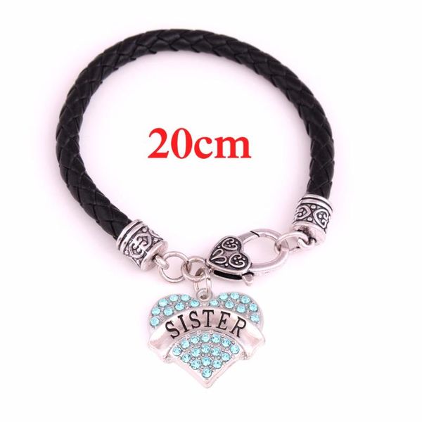 charm bracelets family member jewelry sister carving pave crystal heart pendant with black leather chain lobster claw bracelet, Golden;silver
charm bracelets family member jewelry sister carving pave crystal heart pendant with black leather chain lobster claw bracelet, Golden;silver