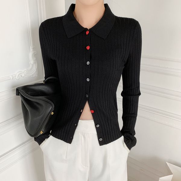 2021 women autumn and winter new black lapel sweater slim slimming strawberry buttons fmbp, White;black
2021 women autumn and winter new black lapel sweater slim slimming strawberry buttons fmbp, White;black