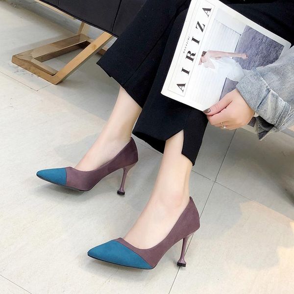 dress shoes fashion women's high heels shallow office mixed colors suede leather pointed toe women pumps super sexy, Black
dress shoes fashion women's high heels shallow office mixed colors suede leather pointed toe women pumps super sexy, Black