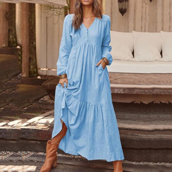 dress women v-neck cotton and linen retro casual solid color long sleeve long dress drop shipping, Black;gray
dress women v-neck cotton and linen retro casual solid color long sleeve long dress drop shipping, Black;gray