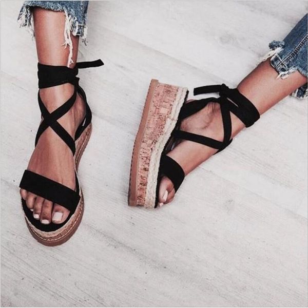sandals summer white wedge espadrilles women open toe gladiator casual lace up platform shoes, Black
sandals summer white wedge espadrilles women open toe gladiator casual lace up platform shoes, Black