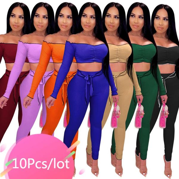 women's two piece pants bulk item wholesale lots pieces pant set women slash neck crop bodycon long suits party club matching sets, White
women's two piece pants bulk item wholesale lots pieces pant set women slash neck crop bodycon long suits party club matching sets, White