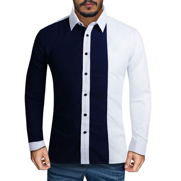 men's casual shirts 2021 color contrast turn-down collar long sleeved single-breasted shirt slim fit cardigan blouse, White;black
men's casual shirts 2021 color contrast turn-down collar long sleeved single-breasted shirt slim fit cardigan blouse, White;black