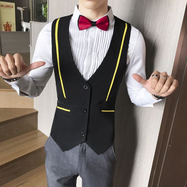 dressed up in vests fine casual suit waiter club work vest men gilet chalets for hombre koxn, Black;white
dressed up in vests fine casual suit waiter club work vest men gilet chalets for hombre koxn, Black;white