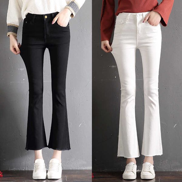 waist jeans high women's nine point loose spring autumn korean version slim versatile wide leg micro trumpet white pants, Blue
waist jeans high women's nine point loose spring autumn korean version slim versatile wide leg micro trumpet white pants, Blue