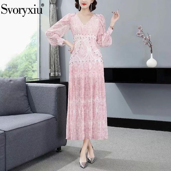 casual dresses svoryxiu runway elegant autumn long sleeve maxi dress women's v-neck flower print slim pleated vestdios, Black;gray
casual dresses svoryxiu runway elegant autumn long sleeve maxi dress women's v-neck flower print slim pleated vestdios, Black;gray