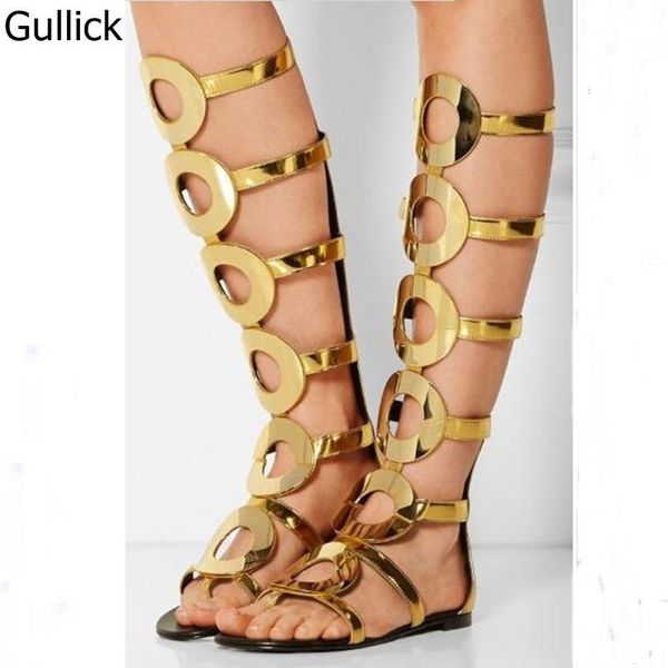 boots arrival exotic style flat sandal women fashion cut outs gold metal ring buckles design knee high summer sandals, Black
boots arrival exotic style flat sandal women fashion cut outs gold metal ring buckles design knee high summer sandals, Black