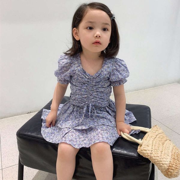 pleated girls' suit with drawstring floral and skirt 2021 summer new children's wear, White
pleated girls' suit with drawstring floral and skirt 2021 summer new children's wear, White