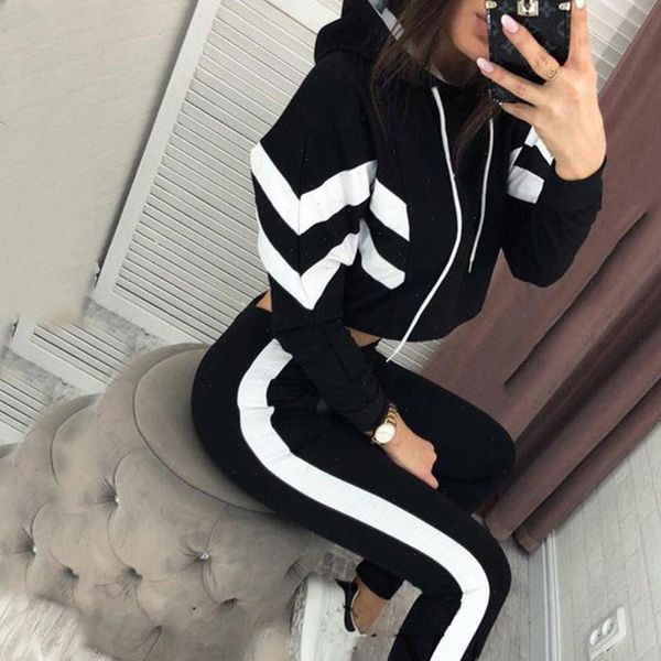 meihuida autumn spring 2 piece set women casual long sleeve crop short hoodies pant clothing set tracksuit, Black
meihuida autumn spring 2 piece set women casual long sleeve crop short hoodies pant clothing set tracksuit, Black