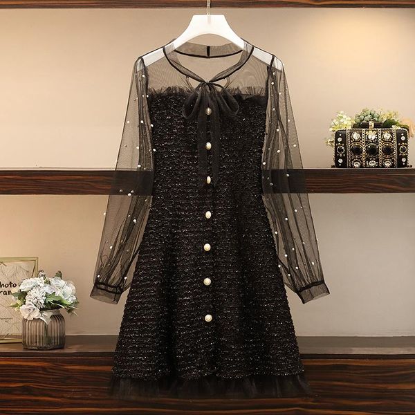 casual dresses jsxdhk spring women beaded long sleeve dress 2021 plus size tweed patchwork mesh bow loose fashion tassel mini, Black;gray
casual dresses jsxdhk spring women beaded long sleeve dress 2021 plus size tweed patchwork mesh bow loose fashion tassel mini, Black;gray