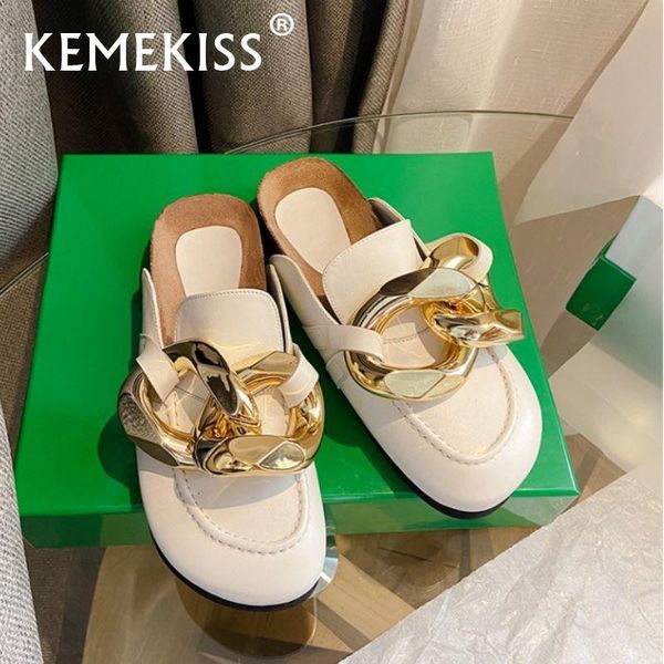 kemekiss new fashion women real leather sandals square toe slip on metal chain solid color ladies footwear size 34-39, Black
kemekiss new fashion women real leather sandals square toe slip on metal chain solid color ladies footwear size 34-39, Black