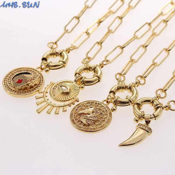 chains mhs.sun gold color women/men chunky chain necklace with zircon eye/card charm pendant trendy jewelry for party 1pc, Silver
chains mhs.sun gold color women/men chunky chain necklace with zircon eye/card charm pendant trendy jewelry for party 1pc, Silver