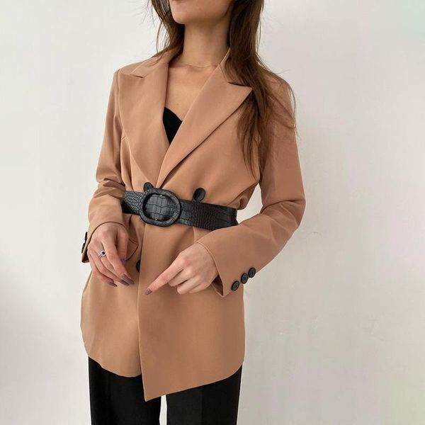 women's suits & blazers fashion office lady notched solid women elegant double breasted pockets jackets spring tie belt ladies, White;black
women's suits & blazers fashion office lady notched solid women elegant double breasted pockets jackets spring tie belt ladies, White;black