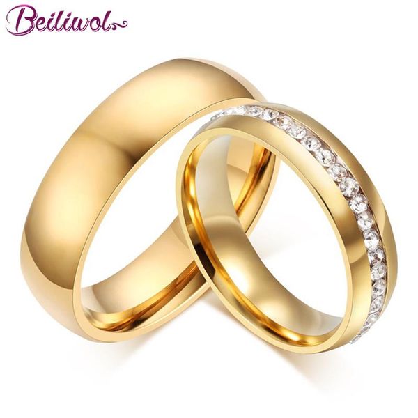 wedding rings beiliwol for lovers' women jewelry cz titanium steel smooth gold-color engagement couple ring men promise engrave, Slivery;golden
wedding rings beiliwol for lovers' women jewelry cz titanium steel smooth gold-color engagement couple ring men promise engrave, Slivery;golden