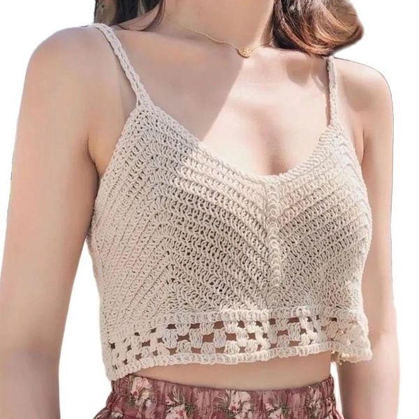 women's tanks & camis ins 2021 classic women bohemian knit hollow camisole seaside vacation knitting vest slim crop y2k, White
women's tanks & camis ins 2021 classic women bohemian knit hollow camisole seaside vacation knitting vest slim crop y2k, White