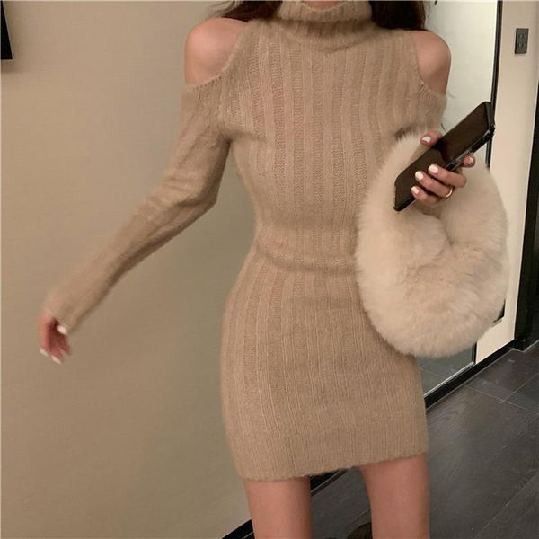 casual dresses fashion korean version of off shoulder high neck knitted long-sleeved sweater mini autumn women's clothing, Black;gray
casual dresses fashion korean version of off shoulder high neck knitted long-sleeved sweater mini autumn women's clothing, Black;gray