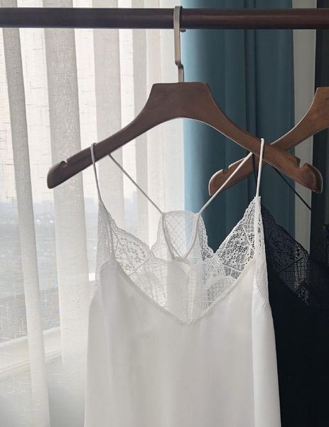 women black vest sling tank lace stitching backless bottoming female summer camis drop shipping, White
women black vest sling tank lace stitching backless bottoming female summer camis drop shipping, White