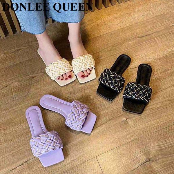 fashion weave slippers women flat square toe slide brand chain sandal summer casual flip flops soft beach shoes zapatillas mujer, Black
fashion weave slippers women flat square toe slide brand chain sandal summer casual flip flops soft beach shoes zapatillas mujer, Black