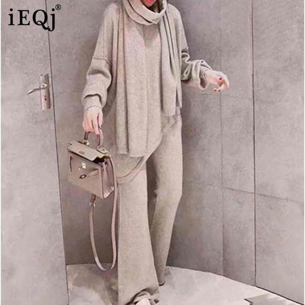 women's two piece pants ieqj 2021 winter fashion women clothes scarf collar full sleeves knitting pullover sweater and set female wt197, White
women's two piece pants ieqj 2021 winter fashion women clothes scarf collar full sleeves knitting pullover sweater and set female wt197, White