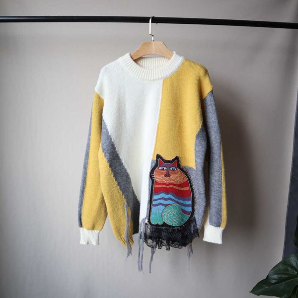 women's sweaters female sweater style with retro hong kong korean version inside and loose outside knitting gk1c, White;black
women's sweaters female sweater style with retro hong kong korean version inside and loose outside knitting gk1c, White;black