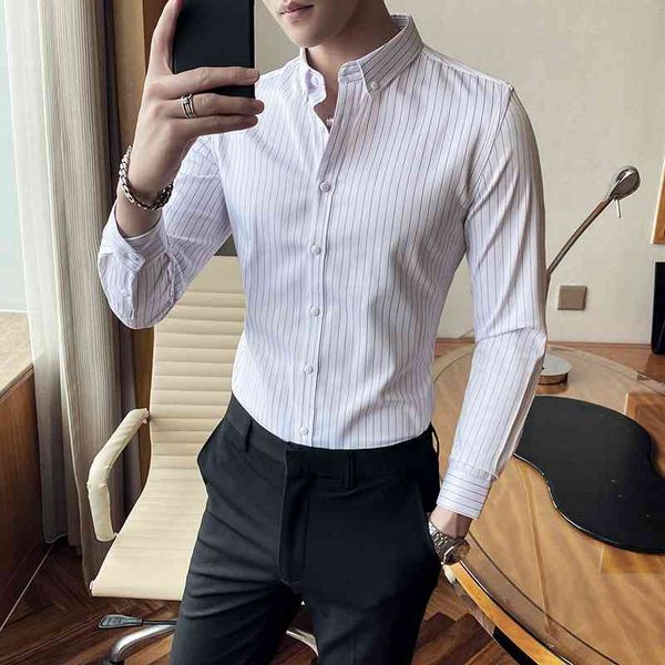 men's business shirts long sleeve casual shirt formal dress shirts slim fit streetwear social party blouse camisas 210527, White;black
men's business shirts long sleeve casual shirt formal dress shirts slim fit streetwear social party blouse camisas 210527, White;black
