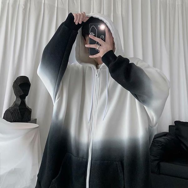 gradient hooded men's korean fashion versatile autumn new fat ruffian handsome fried street jacket loose size, Black;brown
gradient hooded men's korean fashion versatile autumn new fat ruffian handsome fried street jacket loose size, Black;brown