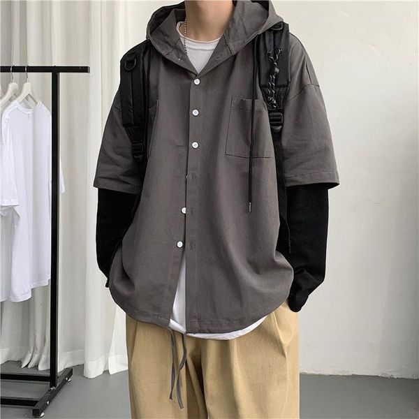 men's hoodies & sweatshirts jacket 2021 spring and autumn loose casual hooded fake two-piece splicing contrast color campus youth cloth, Black
men's hoodies & sweatshirts jacket 2021 spring and autumn loose casual hooded fake two-piece splicing contrast color campus youth cloth, Black