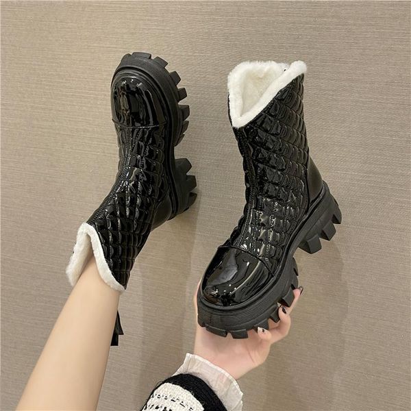 boots keep warm snow 2021 winter women's pu leather fur plush ankle thick heel platform shoes, Black
boots keep warm snow 2021 winter women's pu leather fur plush ankle thick heel platform shoes, Black