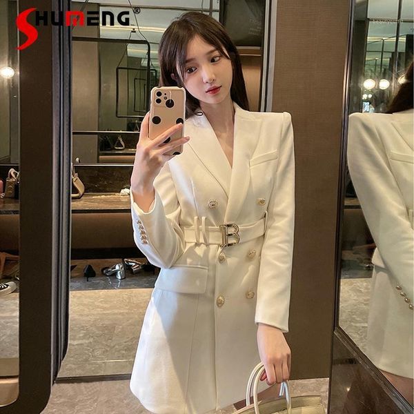 women's suits & blazers business suit coat spring and autumn double-breasted waist slimming casual jacket early elegant clothing, White;black
women's suits & blazers business suit coat spring and autumn double-breasted waist slimming casual jacket early elegant clothing, White;black