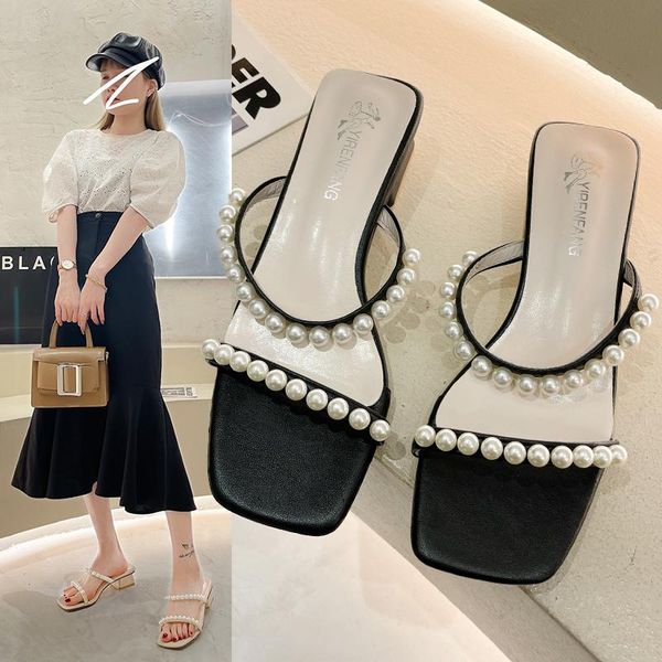 slippers 2021 fashion string bead casual female shoes square heel luxury soft summer block basic scandals rubber hoof heels, Black
slippers 2021 fashion string bead casual female shoes square heel luxury soft summer block basic scandals rubber hoof heels, Black