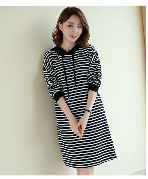 casual dresses 2021 fall long sleeve knit sweater dress women loose hooded clothes ladies striped knee length woman, Black;gray
casual dresses 2021 fall long sleeve knit sweater dress women loose hooded clothes ladies striped knee length woman, Black;gray