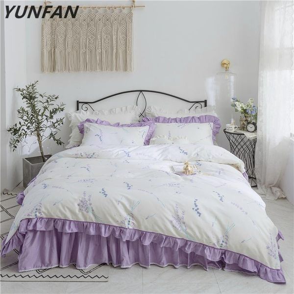 bedding sets 4pcs luxury cotton set ruffles duvet cover bed skirt pillowcases twin king flowers white purple bedclothes
bedding sets 4pcs luxury cotton set ruffles duvet cover bed skirt pillowcases twin king flowers white purple bedclothes