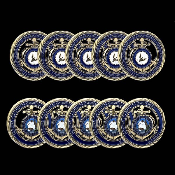 5pcs non magnetic metal craft us navy emblem core value hollow military challenge medal commitment coin
5pcs non magnetic metal craft us navy emblem core value hollow military challenge medal commitment coin