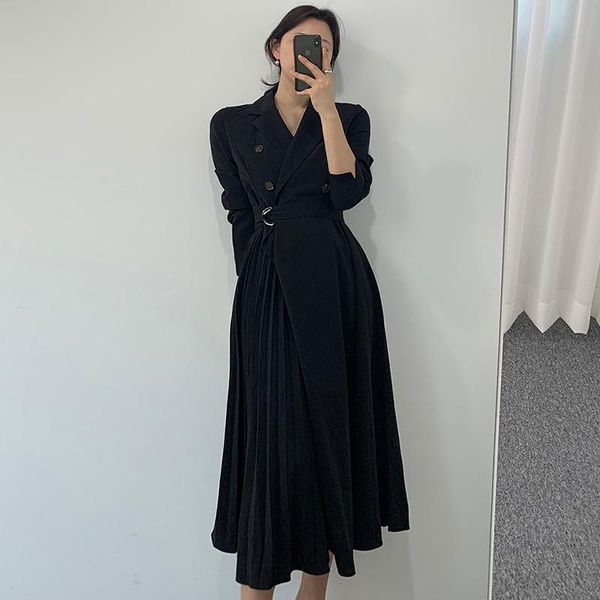 casual dresses one piece dress korean chic minimalist suit collar double breasted lace up waist slim long sleeve pleated bandage, Black;gray
casual dresses one piece dress korean chic minimalist suit collar double breasted lace up waist slim long sleeve pleated bandage, Black;gray