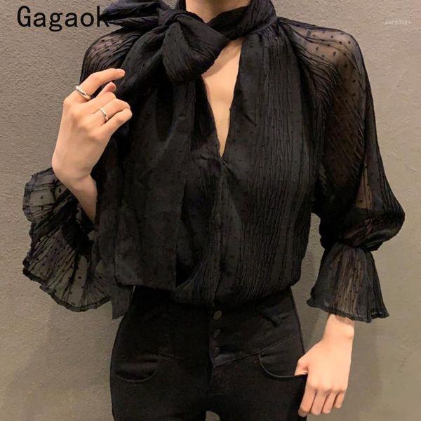 gagaok chiffon blouse women 2021 spring autumn v neck polka dot flare sleeve slim shirts korean chic fashion wild blouses women's &, White
gagaok chiffon blouse women 2021 spring autumn v neck polka dot flare sleeve slim shirts korean chic fashion wild blouses women's &, White