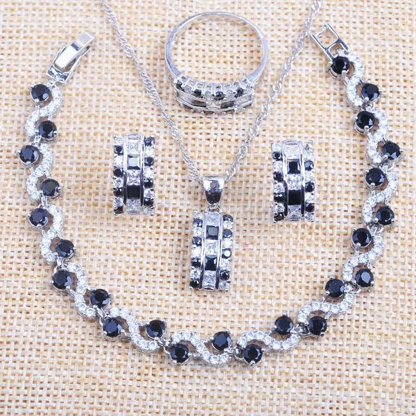 women's necklace and earrings jewelry set bracelet for women silver color with pendant black zirconia rings 2020 new h1022
women's necklace and earrings jewelry set bracelet for women silver color with pendant black zirconia rings 2020 new h1022