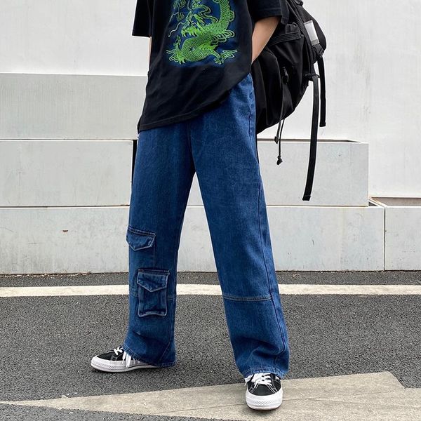 women's jeans spring harajuku high street style retro pocket straight waist wide leg, Blue
women's jeans spring harajuku high street style retro pocket straight waist wide leg, Blue
