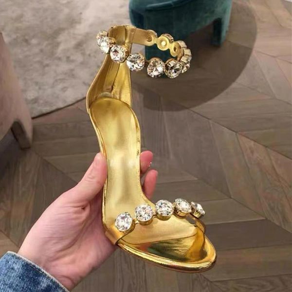 sandals summer style golden patent leather stilettos rhinestone open toe banquet dress all-match women's shoes, Black
sandals summer style golden patent leather stilettos rhinestone open toe banquet dress all-match women's shoes, Black