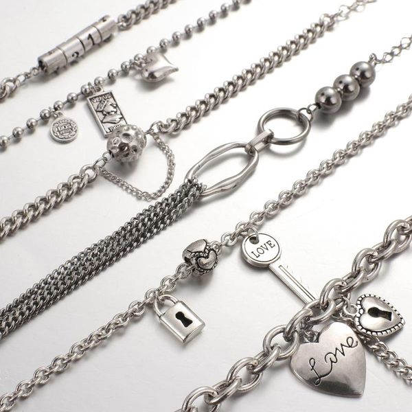 link, chain aensoa bohemian silver color heart flowers coin lock key bracelets for women fashion multilayer charm bangles, Black
link, chain aensoa bohemian silver color heart flowers coin lock key bracelets for women fashion multilayer charm bangles, Black