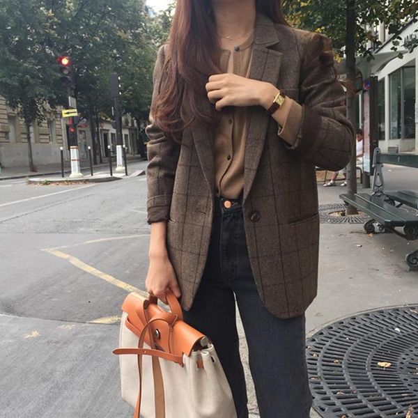 women's knits & tees internet plaid suit jacket for women korean style 2021 spring and autumn loose casual british chic small, White
women's knits & tees internet plaid suit jacket for women korean style 2021 spring and autumn loose casual british chic small, White
