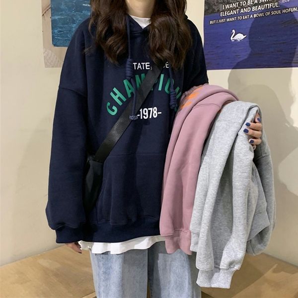 women's 2021 new autumn dress korean version lazy wind hooded sweater coat women's fashion student loose top, Black
women's 2021 new autumn dress korean version lazy wind hooded sweater coat women's fashion student loose top, Black