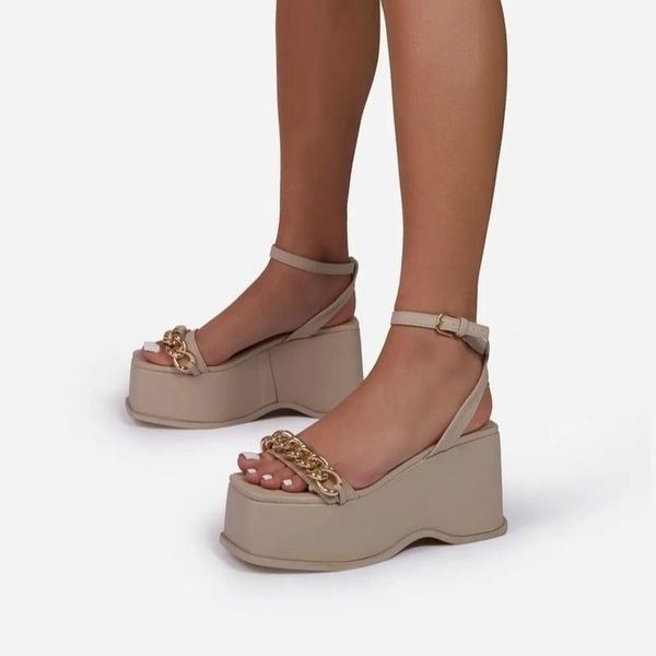 sandals women platforms summer high platform chunky heels ankle strap height increased metal cahin female slipper lady sandal, Black
sandals women platforms summer high platform chunky heels ankle strap height increased metal cahin female slipper lady sandal, Black