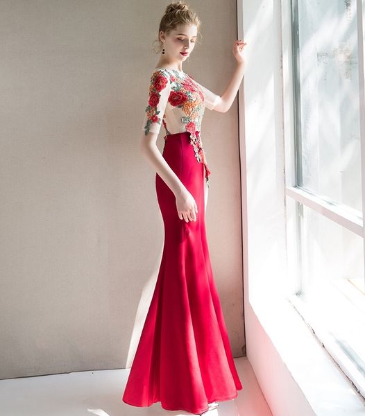 2021 new elegant illusion dark red mermaid lace evening long appliques embroidery prom party gown vestido de festa 4n2l, Black;red
2021 new elegant illusion dark red mermaid lace evening long appliques embroidery prom party gown vestido de festa 4n2l, Black;red