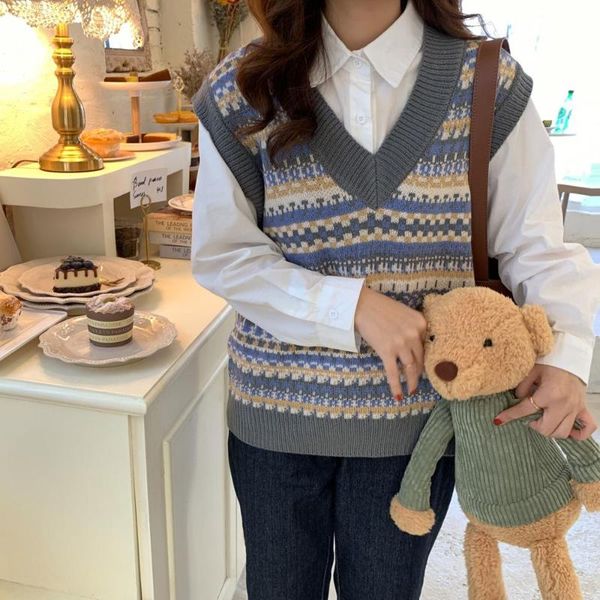 women's sweaters autumn v-neck vest sweater streetwear harajuku vintage fashion casual tank pullover korean loose, White;black
women's sweaters autumn v-neck vest sweater streetwear harajuku vintage fashion casual tank pullover korean loose, White;black