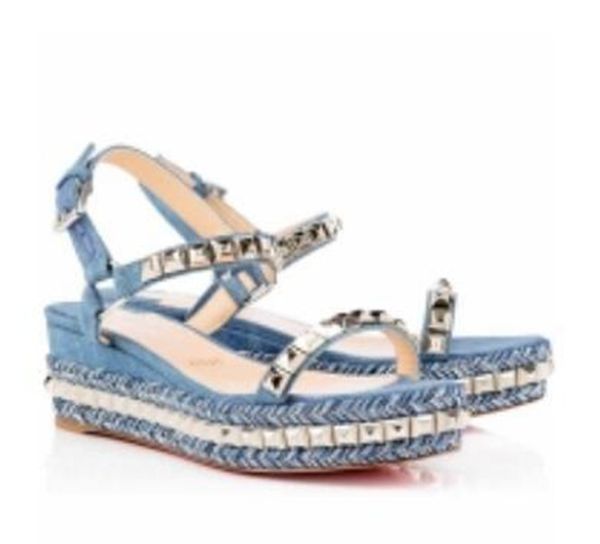 2018 summer women sandals red bottom sandal cataclou 60mm embellished suede leather studded ded flat sandals luxury red sole design 35-42, Black 
2018 summer women sandals red bottom sandal cataclou 60mm embellished suede leather studded ded flat sandals luxury red sole design 35-42, Black