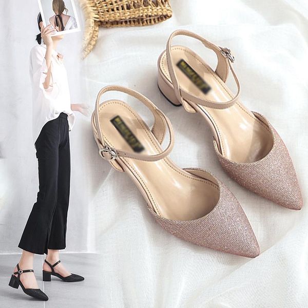 sandals women's high heel shoes ladies thick heel buckle belt high heels casual daily pointed toe slingback heels, Black
sandals women's high heel shoes ladies thick heel buckle belt high heels casual daily pointed toe slingback heels, Black
