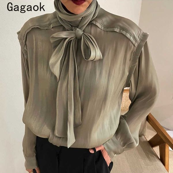 women high street blouse spring autumn solid turtleneck bow loose shirts korean chic wild fashion blouses 210531, White
women high street blouse spring autumn solid turtleneck bow loose shirts korean chic wild fashion blouses 210531, White