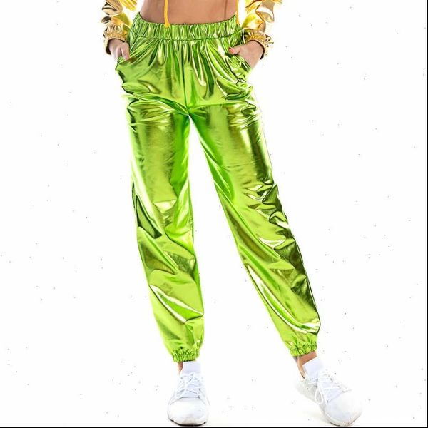 women shiny holographic pants loose high waist metallic trousers dance performance hip hop pants streetwear joggers, Black;white
women shiny holographic pants loose high waist metallic trousers dance performance hip hop pants streetwear joggers, Black;white