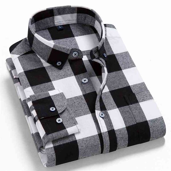 men's long sleeve flannel plaid shirt 100% cotton spring festival autumn soft comfortable men social retro casual clothing 210721, White;black
men's long sleeve flannel plaid shirt 100% cotton spring festival autumn soft comfortable men social retro casual clothing 210721, White;black